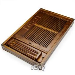 China solid wood tea tray with cup holder wooden tea table plastic layer L54cm