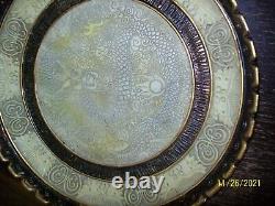 Chinese Tibetan Loong Dragon Lucky Feng Shui Serving XXL-16 Round Ottoman Tray