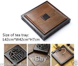 Chinese wenge tea tray solid wood table drainage yixing zisha tea set insulation