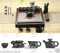 Chinese wenge tea tray solid wood table drainage yixing zisha tea set pot cup