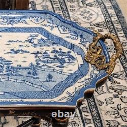Chinoiserie Blue and White Porcelain Tray Table Blue Willow
