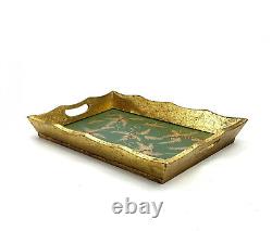 Christmas Tray Vintage Florentine with Golden Leaf Design for Home Decor