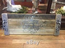 Christmas themed- CUSTOM RECLAIMED WOOD SERVING TRAY MADE IN USA