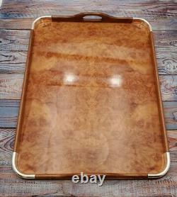 Christofle Serving Tray, Birds eye Maple with Silver corners