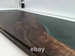 Claro Walnut Charcuterie Serving Board tray Emerald Green epoxy rustic modern