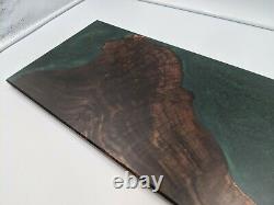 Claro Walnut Charcuterie Serving Board tray Emerald Green epoxy rustic modern