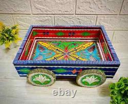 Coffee Tiered Table Serving Tray for Kitchen, Vintage ottoman tray for decor