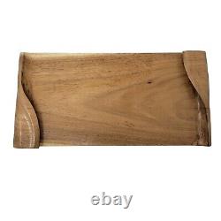 Contemporary Carved Curved Solid Wood Scroll Tray 16 x 8 in Minimalist Natural