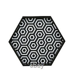 Crayton Black & White Seasoned Wood Hexagon Serving Tray Set of 2