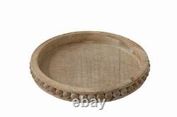 Creative Co-Op Whitewashed Round Decorative Wood Tray