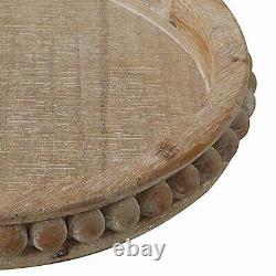Creative Co-Op Whitewashed Round Decorative Wood Tray