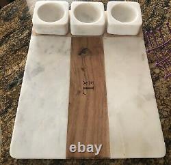 Cutting Serving Board Wood Marble Trio Dip Tray Charcuterie Cheese Monogramed