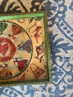 Cynthia Carey Tray Chic 1994 Vintage Hand Painted Decoupage Lacquered Wood Tray