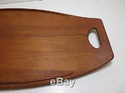 Dansk Surfboard Danish Mid Century Modern Teak Wood Serving Platter Tray Brown