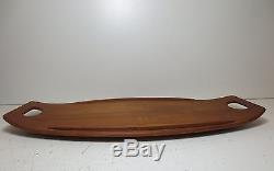Dansk Surfboard Danish Mid Century Modern Teak Wood Serving Platter Tray Brown