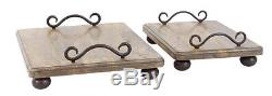 Darby Home Co Splendid Wood Metal 2 Piece Serving Tray Set