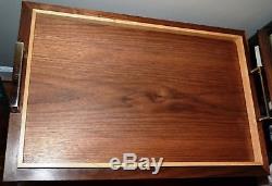 David Linley Walnut & Maple Wood Large Serving Tray Used