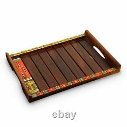Decorative Nested Wooden Serving Snack Trays Set of 2 Home Decor