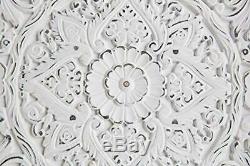 Decorative Serving Tray for Ottomans Large Square with Handles White Carved Wo