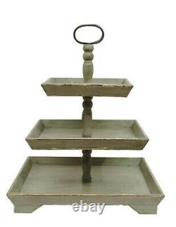 Decorative Wood 3 Tier Tray Stand Kitchen Tabletop Display Farmhouse Decor New