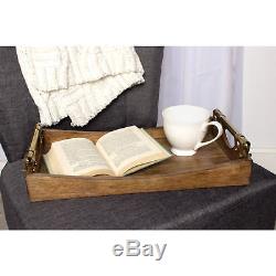Decorative Wood Serving Tray Breakfast Bed Coffee Tea Cocktails Dinner Kitchen