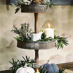 Decorative Wood and Tin Three Tier Stand