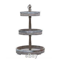 Decorative Wood and Tin Three Tier Stand