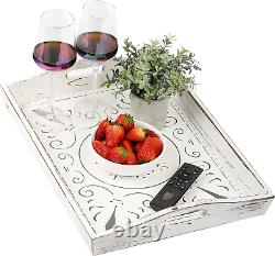 Decorative Wooden Serving Tray- with Handles Premium Material, Tray Embossed wit