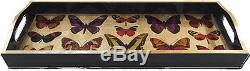 Deyrolle Butterfly Gold & Black Lacquer Bar Tray