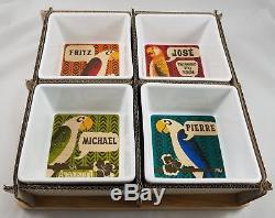 Disney Adventureland 4 Piece Bowl & Wood Tray Serving Enchanted Tiki Room Birds