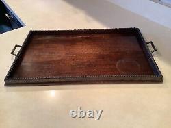 ENGLISH ANTIQUE OAK BUTLERS SERVING TRAY with COPPER CLAD HANDLES FREE SHIPPING