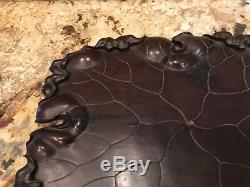 ESTATE RARE ANTIQUE LARGE 18 by 14 BLACK FOREST GERMANY CARVED SERVING TRAY