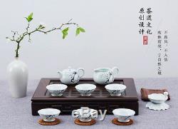 Ebony Solid Wood Gongfu Tea Serving Tray Reservoir & Drainage Type 42x30x7cm