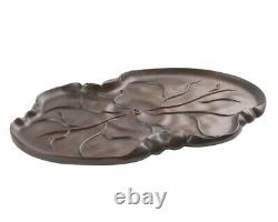 Ebony Wood Carved Serving Tray Food Drinks Fruit Dishes Platter Plate Decor