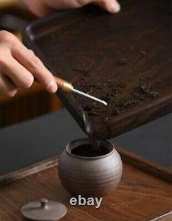 Ebony Wood Carved Tea Serving Tray Drinking Service Pot Cup Holder