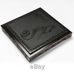 Ebony solid wood tea tray square black stone serving tray stone tea table 42cm