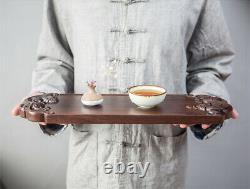 Ebony tea tray handmade carved wealth bring tea plate solid wood table rectangle