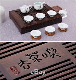 Ebony wood tea tray boutique solid wood tea table plastic drawer water draining