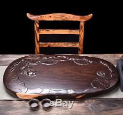 Ebony wood tea tray full handmade carved tea table large serving tray L75cmW36cm