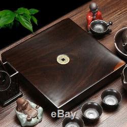 Ebony wood tea tray square tea table solid wood serving tray for kungfu tea set