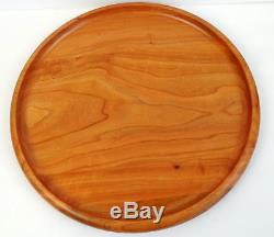 Edward Wohl Cherry Maple Round Wood Platter Bar Tray 15.5 Made in Wisconsin