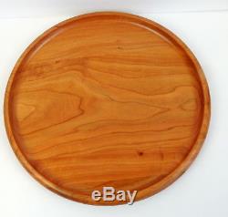 Edward Wohl Cherry Maple Round Wood Platter Bar Tray 15.5 Made in Wisconsin