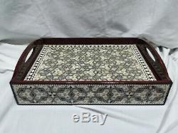 Egyptian Handmade Beech wood Tray+drawer inlaid Natural Mother of Pearl17.7X13