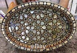 Egyptian Handmade Beech wood Tray inlaid Mother of Pearl (16x11.2)