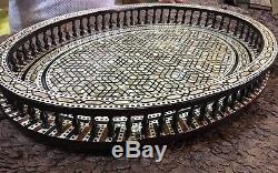 Egyptian Handmade Beech wood Tray inlaid Mother of Pearl (20x14.8)