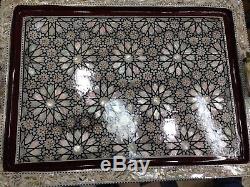 Egyptian Handmade wooden Tray inlaid Mother of Pearl Set of 3