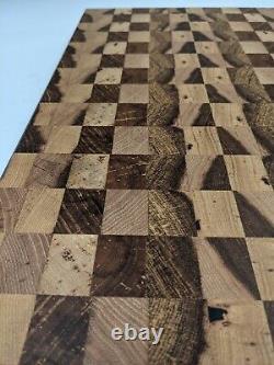 End Grain Cutting Board checkerboard style Charcuterie Serving Tray HICKORY