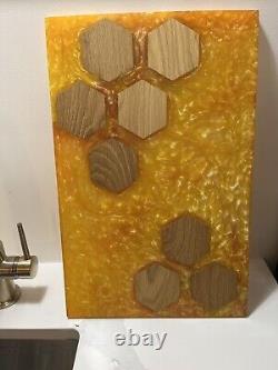 Epoxy Honeycomb Charcuterie Board Serving Tray White Oak Epoxy Resin Wood