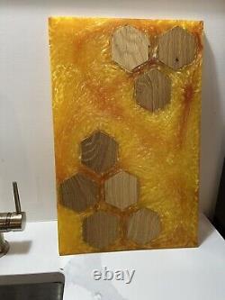 Epoxy Honeycomb Charcuterie Board Serving Tray White Oak Epoxy Resin Wood