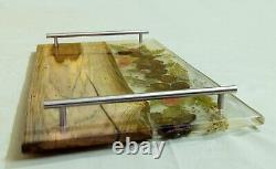 Epoxy Resin Floral leave Serving Tray with handle complimenting Tea Serving Tray